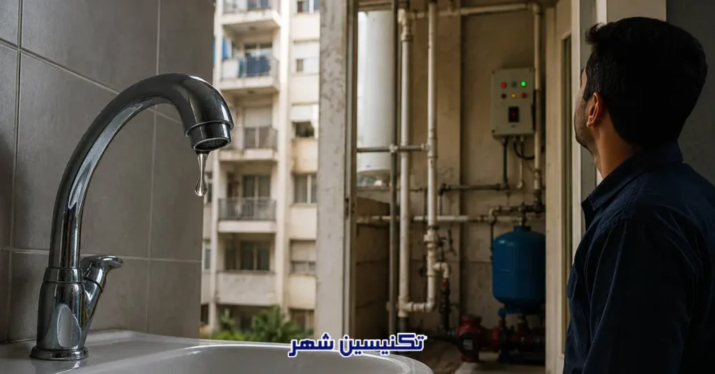 تاثیر خرابی پمپ بر افت فشار آب در طبقات بالای ساختمان