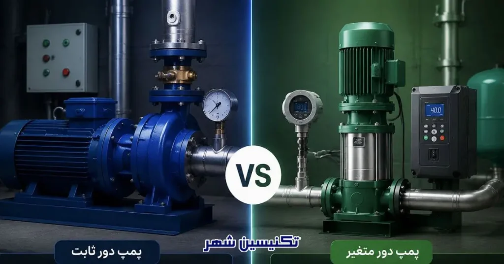 مقایسه مصرف انرژی در پمپ دور ثابت و دور متغیر